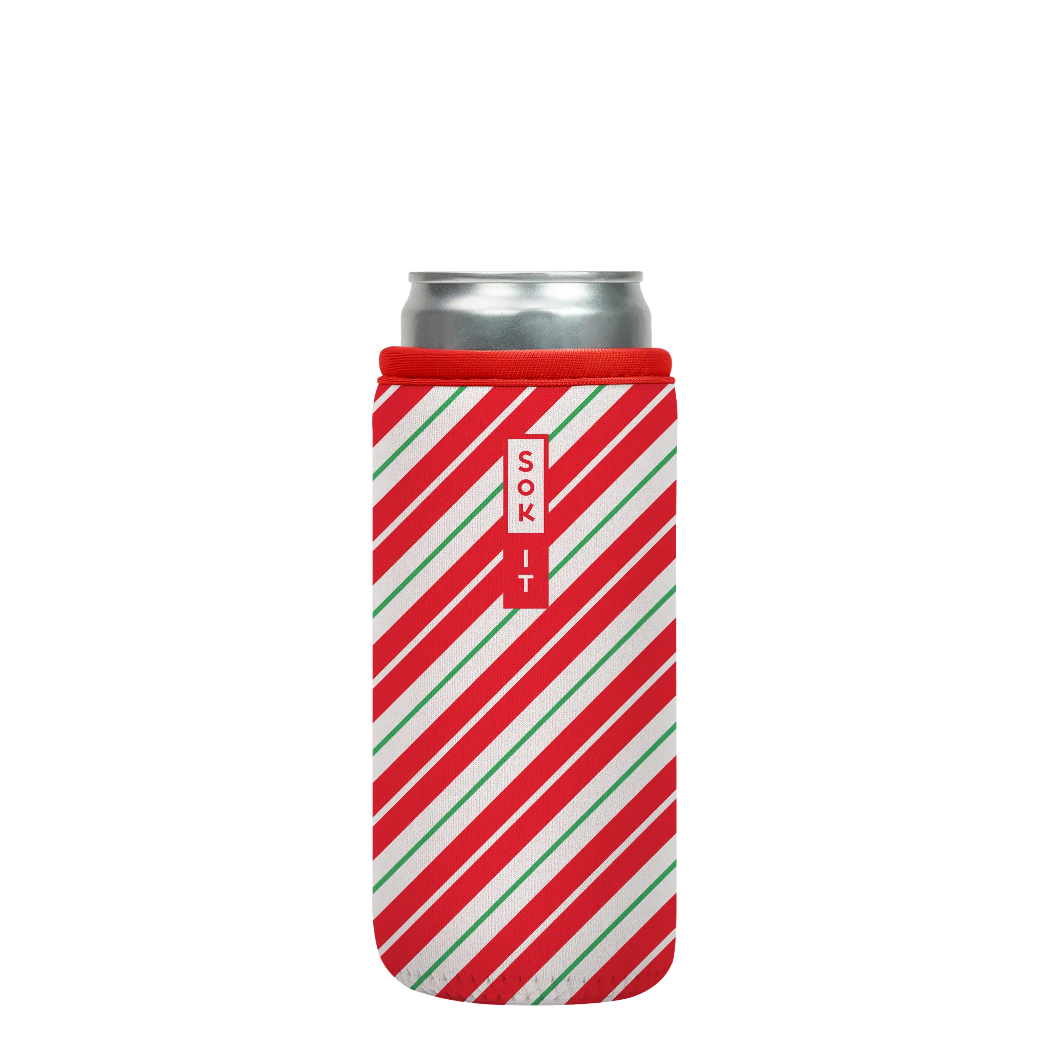 Sok-It CanSok - Candy Cane Stripes 12oz-Slim-Can 6.49 CanSok-Winter Holiday
