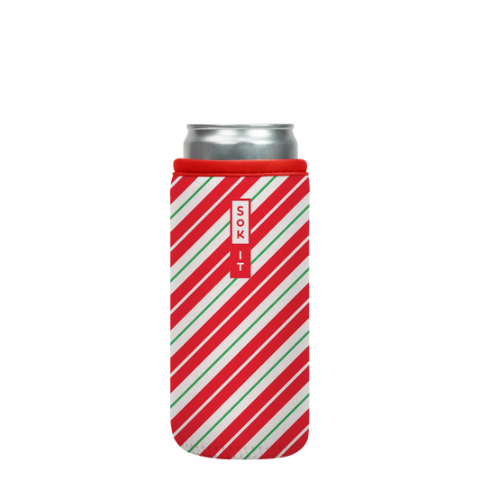 Sok-It CanSok - Candy Cane Stripes 12oz-Slim-Can 6.49 CanSok-Winter Holiday