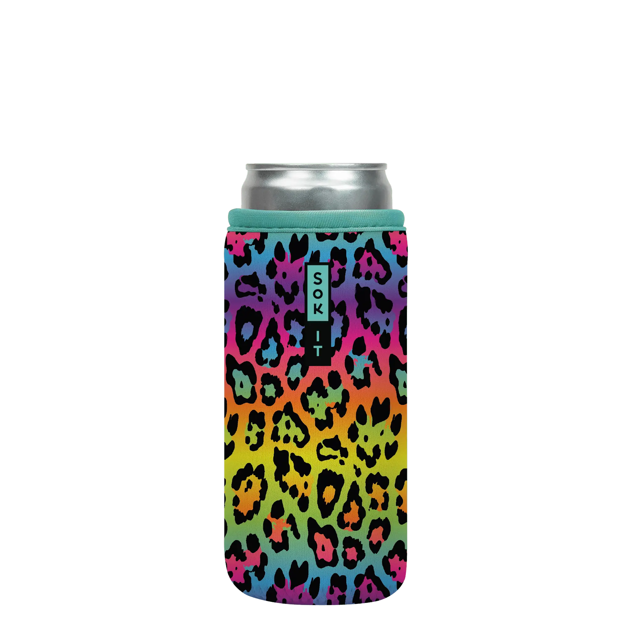 Sok-It CanSok - Rainbow Leopard 12oz-Slim-Can 12.99 CanSok-Animal Prints